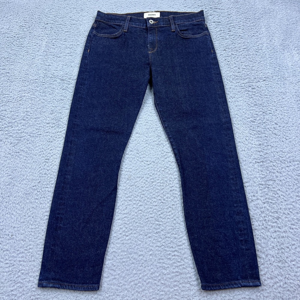 Baldwin Sophia Mid Rise Skinny Selvedge Jeans Bliss Dark Denim Women 28 USA Made